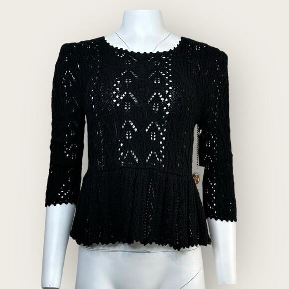 NWT | St. Roche | Knit Peplum Top | Black | Medium - Picture 2 of 16